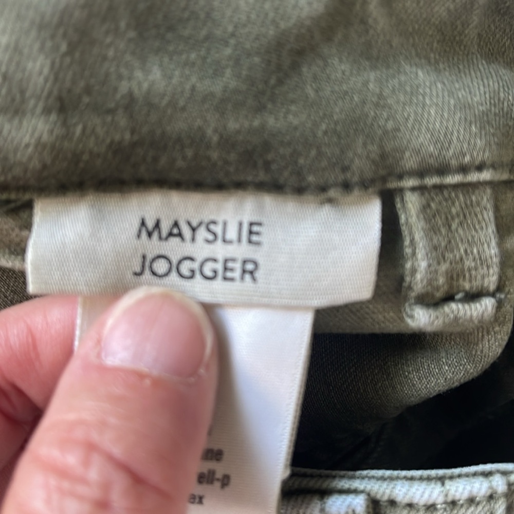 Paige Mayslie Jogger Pants Size 28 Olive Green Cropped Ankle Zip Stretch EUC - Picture 11 of 15